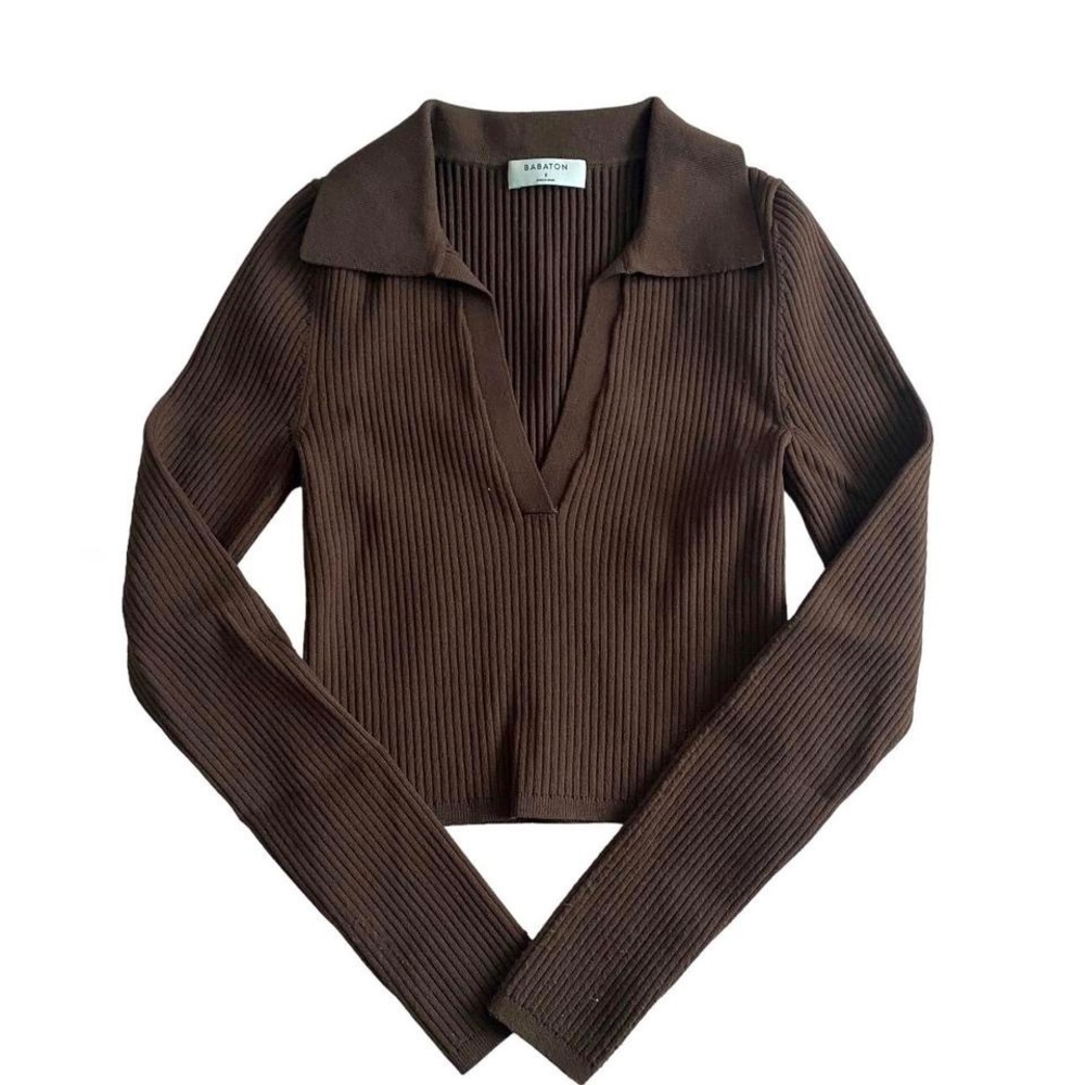 Aritzia Babaton Sculpt Knit Polo Longsleeve